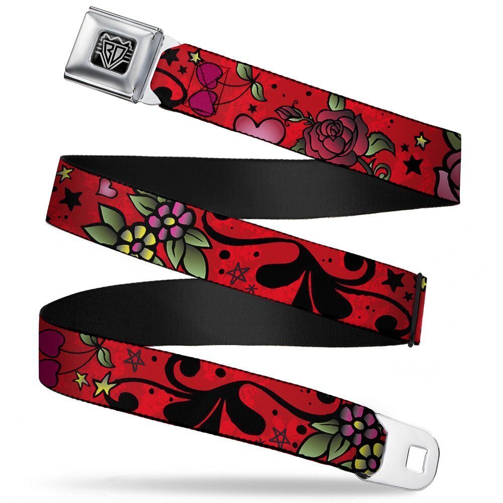 2098 Seatbelt Belt - Mom & Dad C/U Red - 1.0" Wide - 20-36 Inches in Length